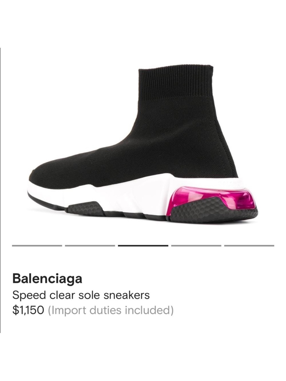 Balenciaga Black Knit Sock Sneaker with Pink Heel Accent - Picture 2 of 8
